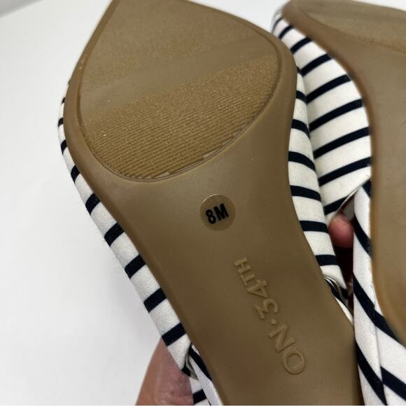 On 34th Monikaa Stripe Slingback Pump heels navy blue white - 8 - Picture 11 of 13